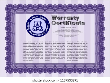 Violet Retro Warranty template. Easy to print. Modern design. Customizable, Easy to edit and change colors. 