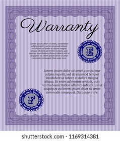 Violet Retro Warranty template. Elegant design. Customizable, Easy to edit and change colors. Complex background. 
