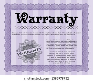 Violet Retro Warranty template. Good design. Complex background. Customizable, Easy to edit and change colors. 