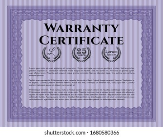 Violet Retro Warranty template. With great quality guilloche pattern. Customizable, Easy to edit and change colors. Nice design. 
