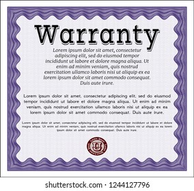 Violet Retro Warranty template. With linear background. Excellent design. Customizable, Easy to edit and change colors. 