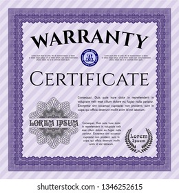 Violet Retro Warranty template. With linear background. Customizable, Easy to edit and change colors. Cordial design. 