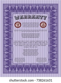 Violet Retro Warranty template. With linear background. Detailed. Artistry design. 