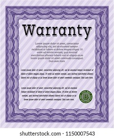 Violet Retro Warranty template. Lovely design. Detailed. Easy to print. 