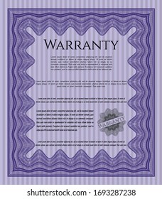Violet Retro Warranty template. Money design. Detailed. Complex background. 