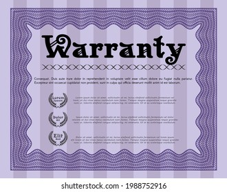 Violet Retro Warranty template. Money style design.  With background.  Vector illustration. 