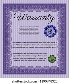 Violet Retro Warranty template. Perfect design. With linear background. Customizable, Easy to edit and change colors. 