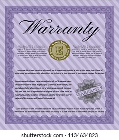 Violet Retro Warranty template. Printer friendly. Good design. Detailed. 