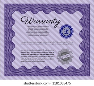 Violet Retro Warranty template. Printer friendly. Sophisticated design. Vector illustration. 
