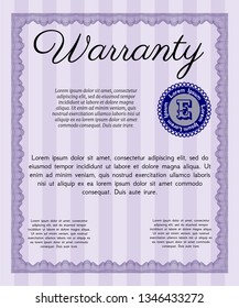 Violet Retro Warranty template. Printer friendly. Customizable, Easy to edit and change colors. Beauty design. 