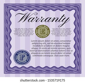 Violet Retro Warranty template. With quality background. Nice design. Customizable, Easy to edit and change colors. 