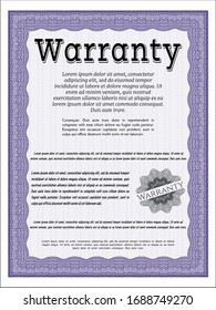 Violet Retro Warranty template. With quality background. Money design. Detailed. 