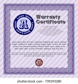 Violet Retro Warranty template. With quality background. Good design. Customizable, Easy to edit and change colors. 