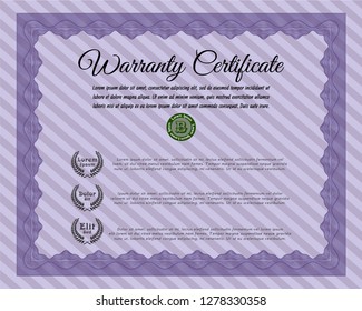 Violet Retro Warranty template. Sophisticated design. Customizable, Easy to edit and change colors. With linear background. 