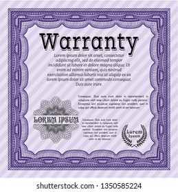 Violet Retro Warranty template. Superior design. With complex background. Detailed. 