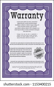 Violet Retro Warranty template. Vector illustration. With guilloche pattern and background. Perfect design. 