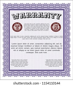 Violet Retro Warranty template. Vector illustration. With quality background. Perfect design. 