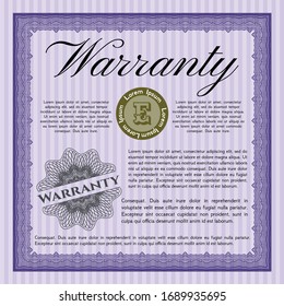 Violet Retro Warranty template. Vector illustration. Printer friendly. Superior design. 