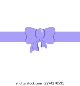 Violet ribbon and bow isolated for design.