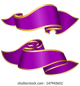 Violet ribbon collection isolated on white background