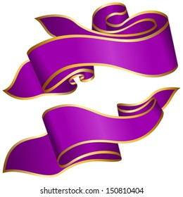 Violet ribbon collection isolated on white background