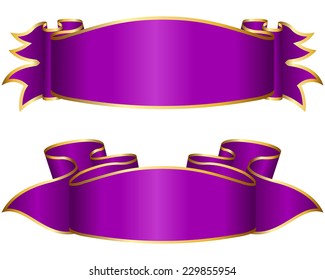 Violet ribbon collection isolated on white background