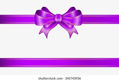 violet ribbon and elegant bow with gold lines