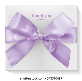 Violet ribbon on gift box, vector illustration.