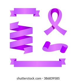 Violet ribbons set. Vector elements for design