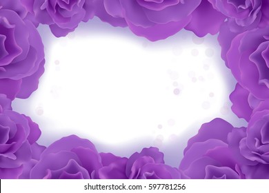 Violet rose frame for invitation card for wedding, birthday and other holiday. Also can be used for promo poster.