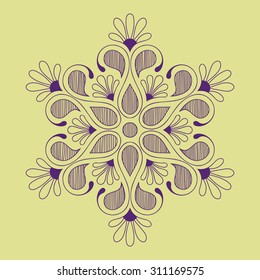 violet round rosette pattern on beige background