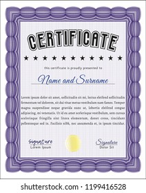 Violet Sample Certificate. Artistry design. With quality background. Detailed. 