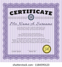 Violet Sample Certificate. Beauty design. With linear background. Customizable, Easy to edit and change colors. 