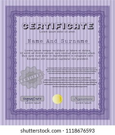 Violet Sample Certificate. With complex background. Detailed. Good design. 