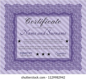 Violet Sample Certificate. With complex background. Customizable, Easy to edit and change colors. Superior design. 