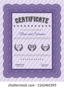 Violet Sample Certificate. Complex background. Detailed. Perfect design. 