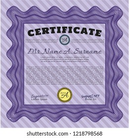 Violet Sample Certificate. Complex background. Detailed. Elegant design. 