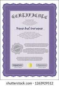 Violet Sample Certificate. With complex background. Superior design. Detailed. 