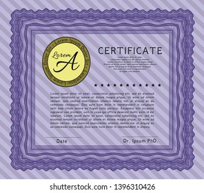 Violet Sample Certificate. With complex background. Elegant design. Customizable, Easy to edit and change colors. 