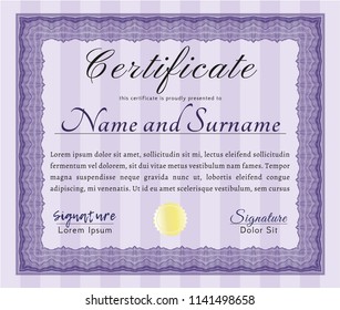 Violet Sample Certificate. Customizable, Easy to edit and change colors. With linear background. Superior design. 