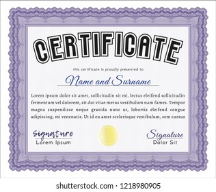 Violet Sample Certificate. Customizable, Easy to edit and change colors. With quality background. Modern design. 