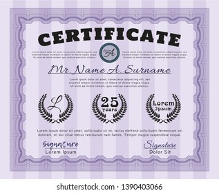 Violet Sample Certificate. Customizable, Easy to edit and change colors. Easy to print. Excellent design. 