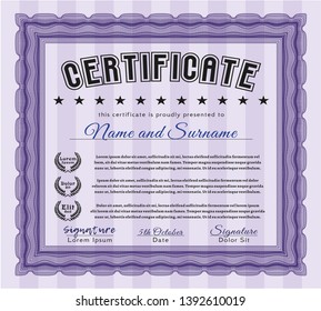 Violet Sample Certificate. Customizable, Easy to edit and change colors. With background. Elegant design. 