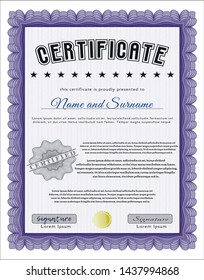 Violet Sample Certificate. Customizable, Easy to edit and change colors. With quality background. Retro design. 