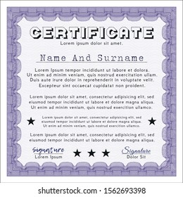 Violet Sample Certificate. Customizable, Easy to edit and change colors. Complex background. Sophisticated design. 