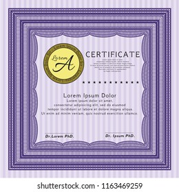 Violet Sample Certificate. Detailed. Easy to print. Modern design. 