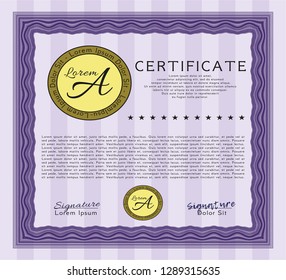 Violet Sample Certificate. Detailed. Easy to print. Good design. 