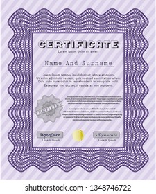 Violet Sample certificate or diploma. Artistry design. Customizable, Easy to edit and change colors. With quality background. 