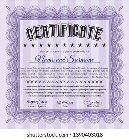 Violet Sample certificate or diploma. With background. Customizable, Easy to edit and change colors. Money design. 
