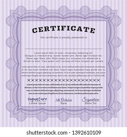 Violet Sample certificate or diploma. Beauty design. Vector illustration. With complex background. 